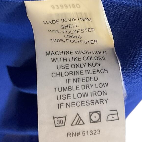 Vince Camuto Tunic Top Sz M Blue Lined Sleeveless Pleated Back Polyester Hi-Low - Picture 9 of 9